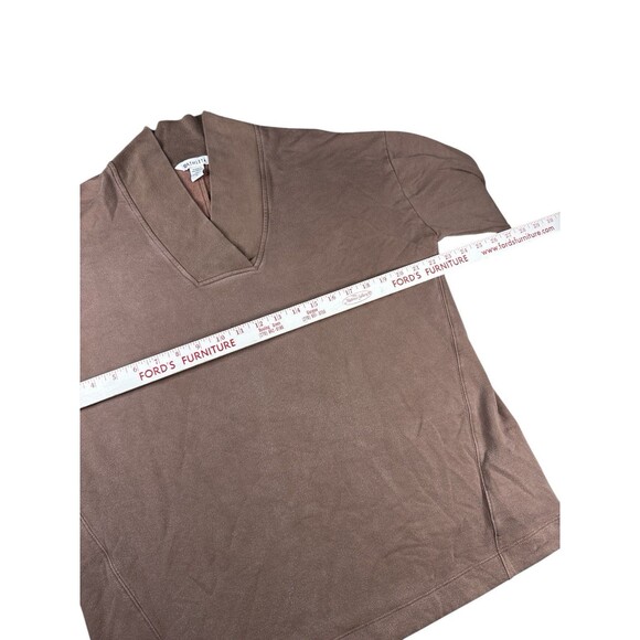 Athleta Clarity V-Neck Sweatshirt Womens Med Rustic Beige Tencel Pullover Cozy - Picture 9 of 11